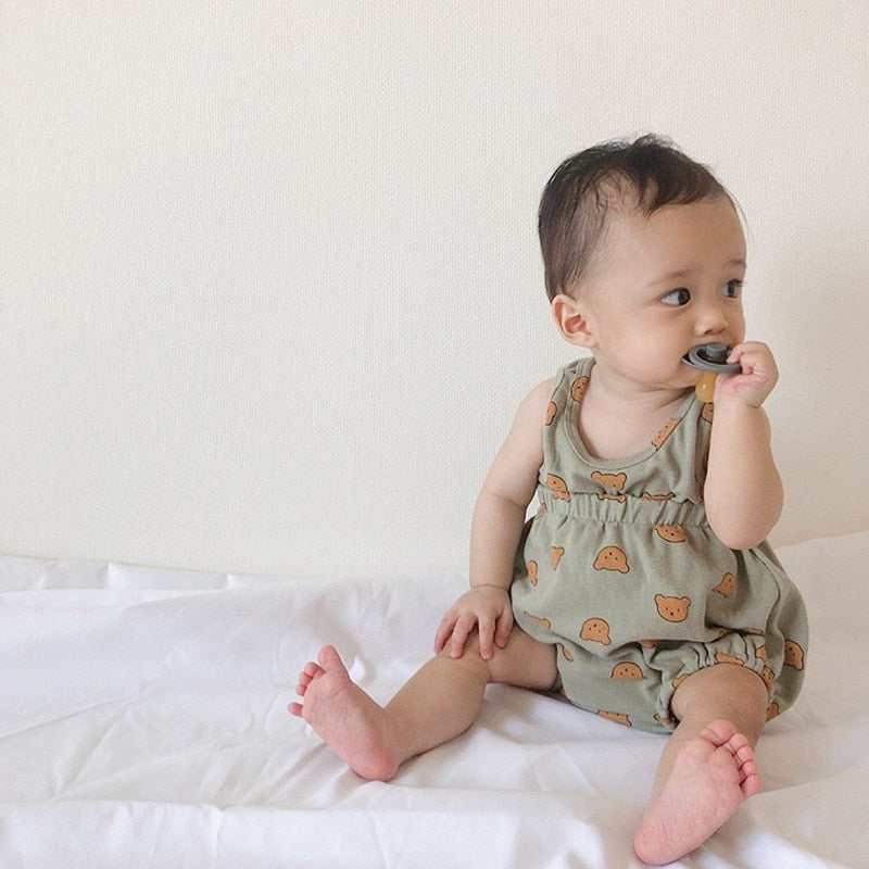 -ベビー くま レモン セットアップ タンクトップ ブルマ【mh0000457】 - mamahalo shop - ノースリーブセットアップ -  べビー服 - 子供服 - 男の子 - 女の子