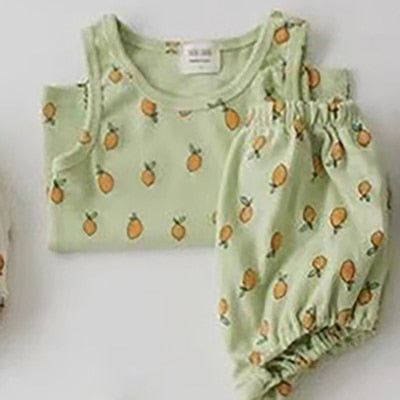 -ベビー くま レモン セットアップ タンクトップ ブルマ【mh0000457】 - mamahalo shop - ノースリーブセットアップ -  べビー服 - 子供服 - 男の子 - 女の子