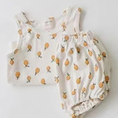 -ベビー くま レモン セットアップ タンクトップ ブルマ【mh0000457】 - mamahalo shop - ノースリーブセットアップ -  べビー服 - 子供服 - 男の子 - 女の子