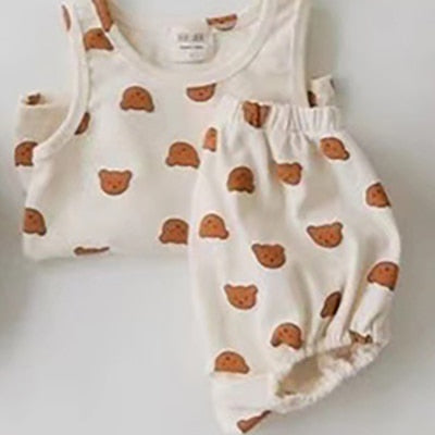 -ベビー くま レモン セットアップ タンクトップ ブルマ【mh0000457】 - mamahalo shop - ノースリーブセットアップ -  べビー服 - 子供服 - 男の子 - 女の子