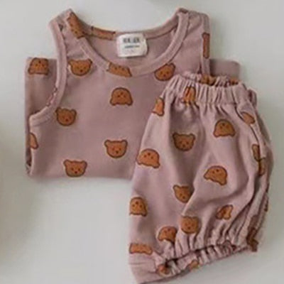 -ベビー くま レモン セットアップ タンクトップ ブルマ【mh0000457】 - mamahalo shop - ノースリーブセットアップ -  べビー服 - 子供服 - 男の子 - 女の子