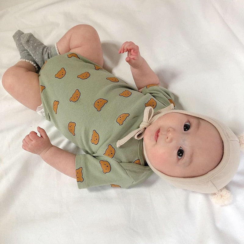 -ベビー くま レモン 半袖 ロンパース【mh0000449】 - mamahalo shop - 半袖ロンパース -  べビー服 - 子供服 - 男の子 - 女の子