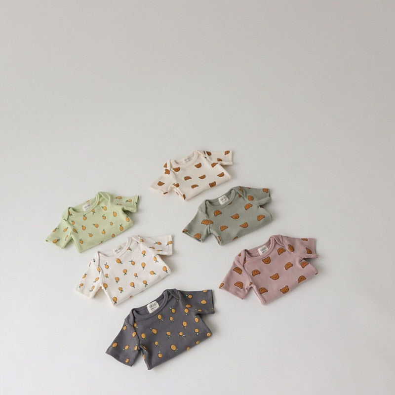 -ベビー くま レモン 半袖 ロンパース【mh0000449】 - mamahalo shop - 半袖ロンパース -  べビー服 - 子供服 - 男の子 - 女の子