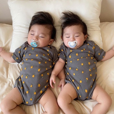 -ベビー くま レモン 半袖 ロンパース【mh0000449】 - mamahalo shop - 半袖ロンパース -  べビー服 - 子供服 - 男の子 - 女の子