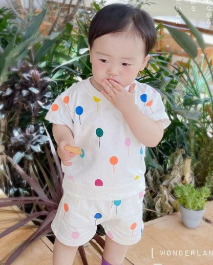 -ベビー キッズ セットアップ 半袖 Tシャツ ショート パンツ フラワー チーズ スマイル ハート ミーアキャット【mh0000687】 - mamahalo shop - 半袖セットアップ -  べビー服 - 子供服 - 男の子 - 女の子