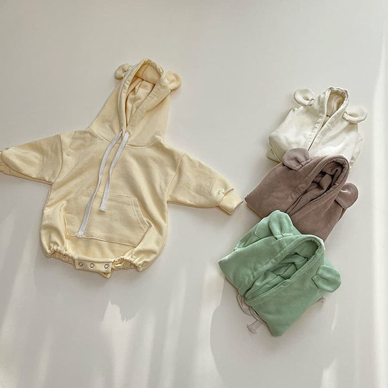 -ベビー くま耳 フード ロンパース【mh0000081】 - mamahalo shop - 長袖ロンパース -  べビー服 - 子供服 - 男の子 - 女の子