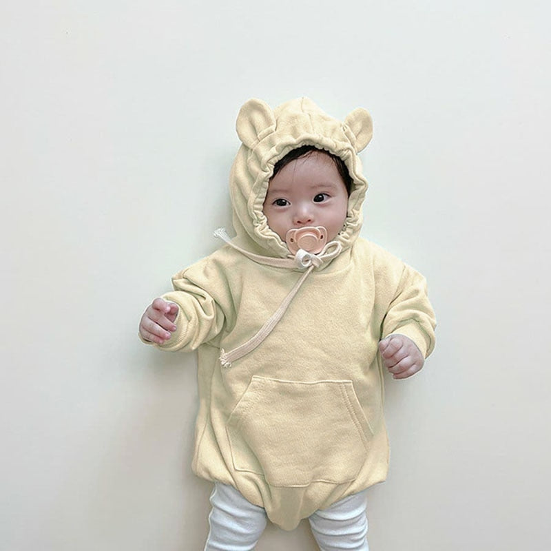 -ベビー くま耳 フード ロンパース【mh0000081】 - mamahalo shop - 長袖ロンパース -  べビー服 - 子供服 - 男の子 - 女の子