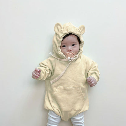 -ベビー くま耳 フード ロンパース【mh0000081】 - mamahalo shop - 長袖ロンパース -  べビー服 - 子供服 - 男の子 - 女の子