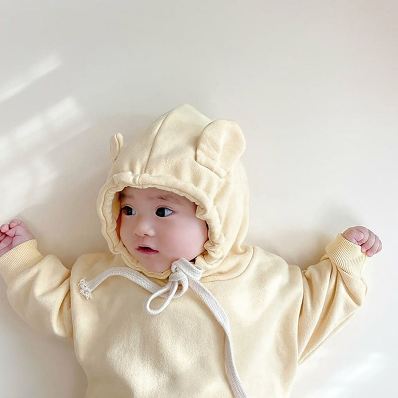 -ベビー くま耳 フード ロンパース【mh0000081】 - mamahalo shop - 長袖ロンパース -  べビー服 - 子供服 - 男の子 - 女の子