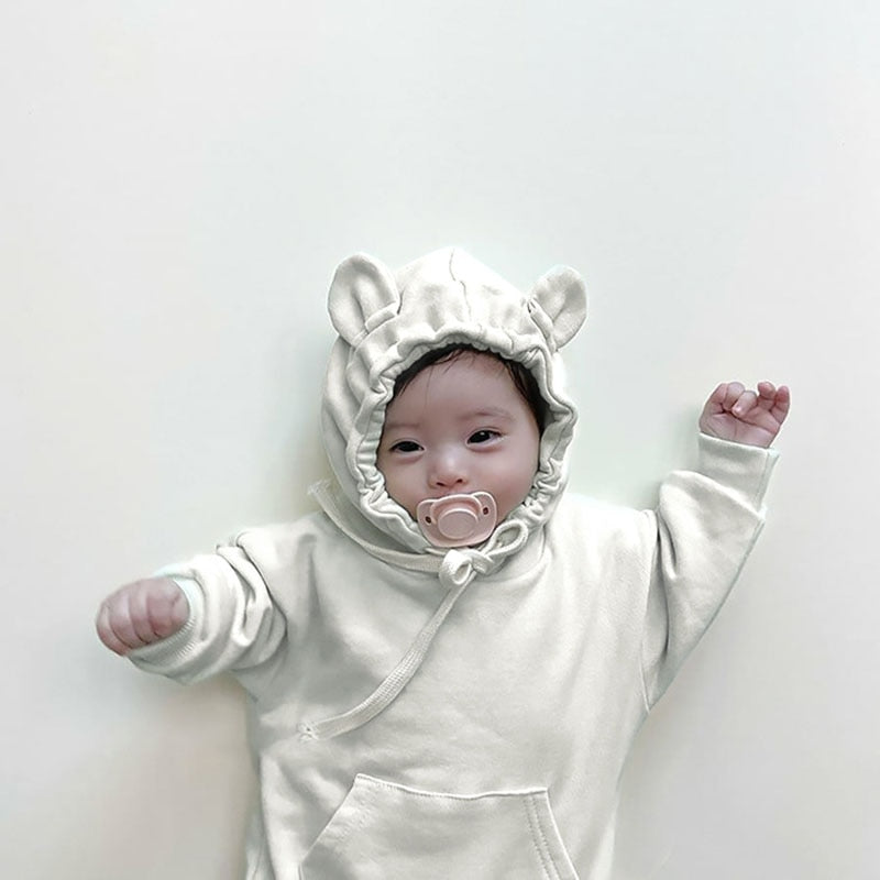 -ベビー くま耳 フード ロンパース【mh0000081】 - mamahalo shop - 長袖ロンパース -  べビー服 - 子供服 - 男の子 - 女の子