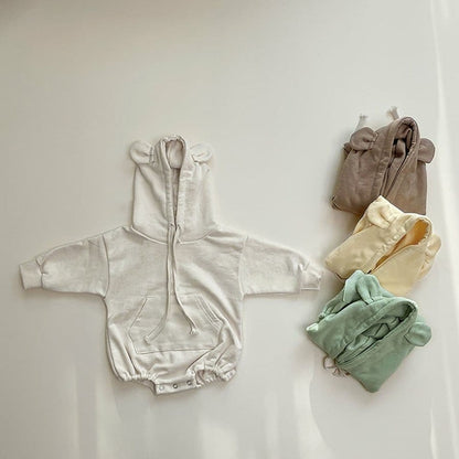 -ベビー くま耳 フード ロンパース【mh0000081】 - mamahalo shop - 長袖ロンパース -  べビー服 - 子供服 - 男の子 - 女の子