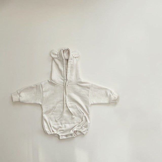 -ベビー くま耳 フード ロンパース【mh0000081】 - mamahalo shop - 長袖ロンパース -  べビー服 - 子供服 - 男の子 - 女の子