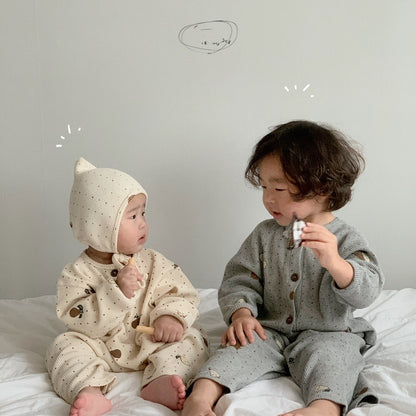 -ベビー 梨 ロンパース セットアップ パジャマ ママ お揃い リンクコーデ【mh0000094】 - mamahalo shop - 長袖パジャマ -  べビー服 - 子供服 - 男の子 - 女の子