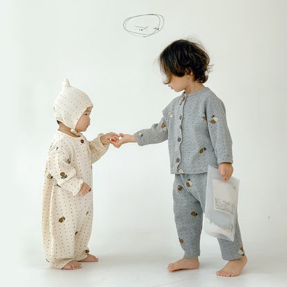 -ベビー 梨 ロンパース セットアップ パジャマ ママ お揃い リンクコーデ【mh0000094】 - mamahalo shop - 長袖パジャマ -  べビー服 - 子供服 - 男の子 - 女の子