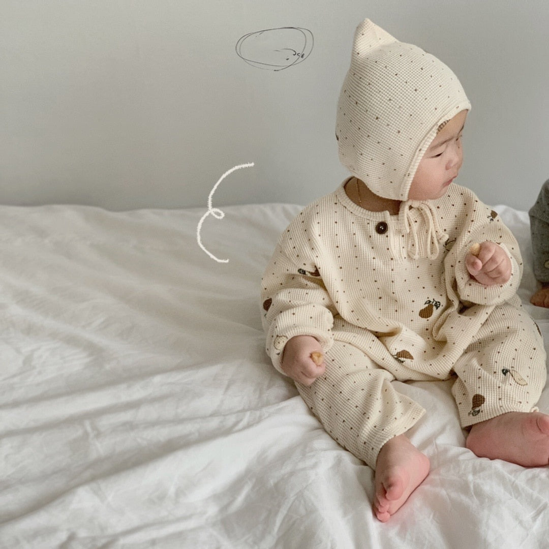 -ベビー 梨 ロンパース セットアップ パジャマ ママ お揃い リンクコーデ【mh0000094】 - mamahalo shop - 長袖パジャマ -  べビー服 - 子供服 - 男の子 - 女の子