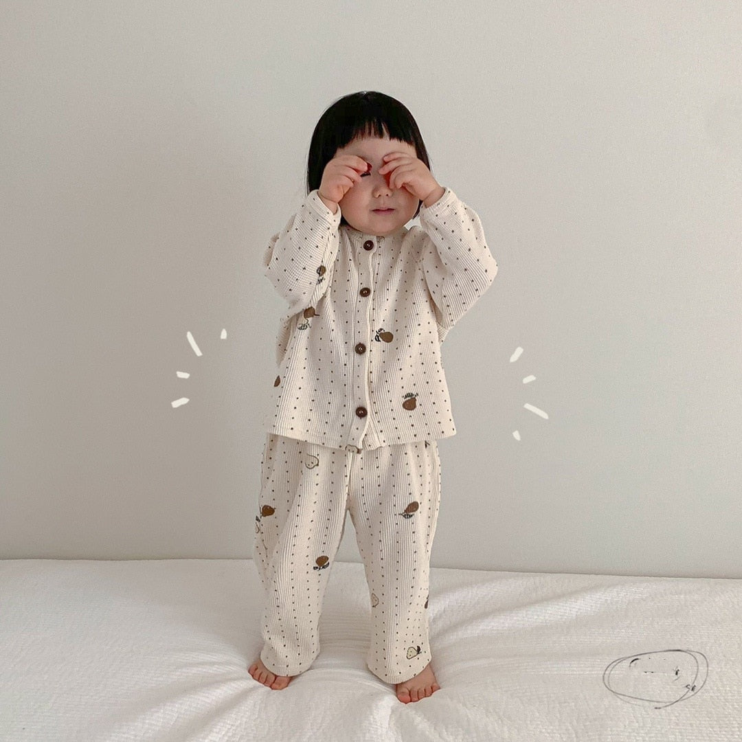 -ベビー 梨 ロンパース セットアップ パジャマ ママ お揃い リンクコーデ【mh0000094】 - mamahalo shop - 長袖パジャマ -  べビー服 - 子供服 - 男の子 - 女の子