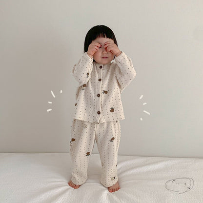 -ベビー 梨 ロンパース セットアップ パジャマ ママ お揃い リンクコーデ【mh0000094】 - mamahalo shop - 長袖パジャマ -  べビー服 - 子供服 - 男の子 - 女の子