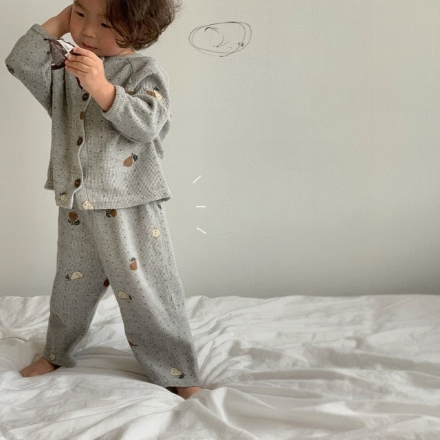 -ベビー 梨 ロンパース セットアップ パジャマ ママ お揃い リンクコーデ【mh0000094】 - mamahalo shop - 長袖パジャマ -  べビー服 - 子供服 - 男の子 - 女の子