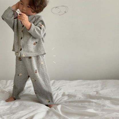 -ベビー 梨 ロンパース セットアップ パジャマ ママ お揃い リンクコーデ【mh0000094】 - mamahalo shop - 長袖パジャマ -  べビー服 - 子供服 - 男の子 - 女の子