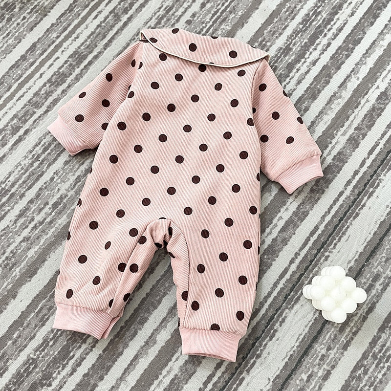 -ベビー みずたま コーデュロイ ロンパース ジャンプスーツ 51675785【mh0000116】 - mamahalo shop - 長袖ジャンプスーツ -  べビー服 - 子供服 - 男の子 - 女の子