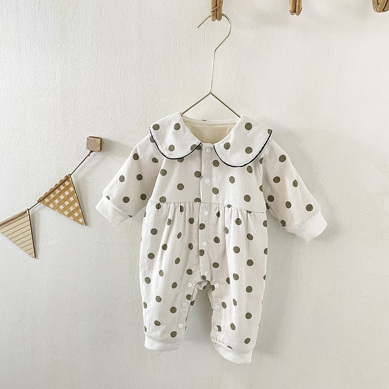 -ベビー みずたま コーデュロイ ロンパース ジャンプスーツ 51675785【mh0000116】 - mamahalo shop - 長袖ジャンプスーツ -  べビー服 - 子供服 - 男の子 - 女の子