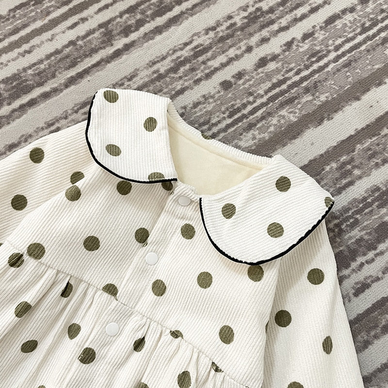 -ベビー みずたま コーデュロイ ロンパース ジャンプスーツ 51675785【mh0000116】 - mamahalo shop - 長袖ジャンプスーツ -  べビー服 - 子供服 - 男の子 - 女の子