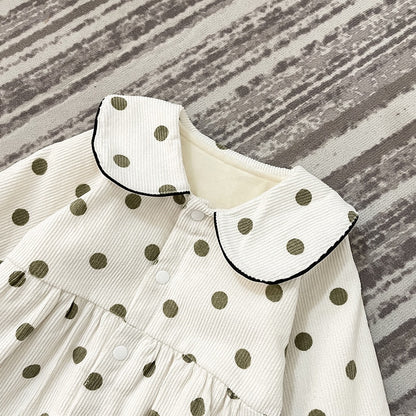 -ベビー みずたま コーデュロイ ロンパース ジャンプスーツ 51675785【mh0000116】 - mamahalo shop - 長袖ジャンプスーツ -  べビー服 - 子供服 - 男の子 - 女の子