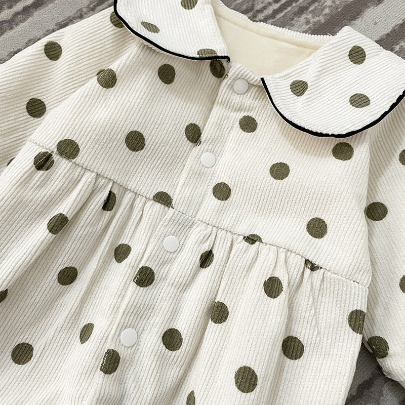 -ベビー みずたま コーデュロイ ロンパース ジャンプスーツ 51675785【mh0000116】 - mamahalo shop - 長袖ジャンプスーツ -  べビー服 - 子供服 - 男の子 - 女の子