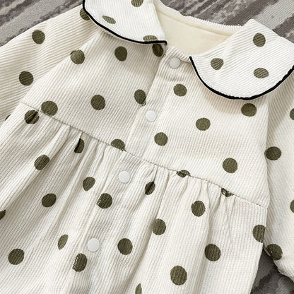 -ベビー みずたま コーデュロイ ロンパース ジャンプスーツ 51675785【mh0000116】 - mamahalo shop - 長袖ジャンプスーツ -  べビー服 - 子供服 - 男の子 - 女の子