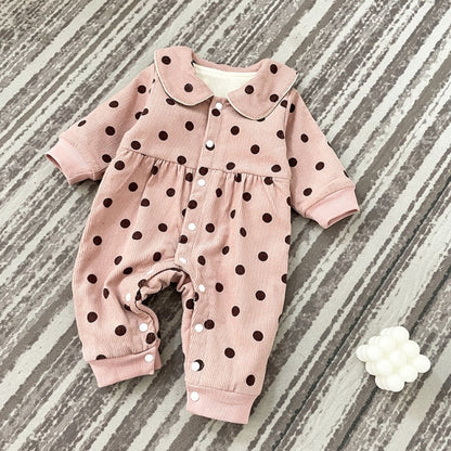 -ベビー みずたま コーデュロイ ロンパース ジャンプスーツ 51675785【mh0000116】 - mamahalo shop - 長袖ジャンプスーツ -  べビー服 - 子供服 - 男の子 - 女の子