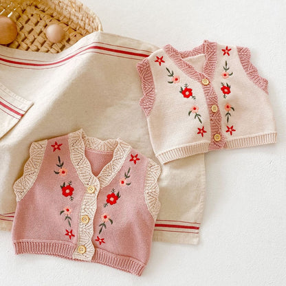 -ベビー フラワー 刺繍 ベスト【mh0000083】 - mamahalo shop - ベスト -  べビー服 - 子供服 - 男の子 - 女の子