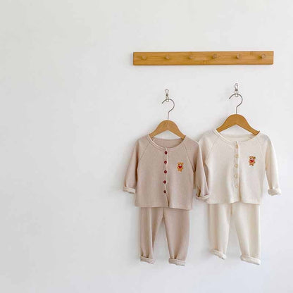 -ベビー くま ベア セットアップ カーディガン パンツ【mh0000117】 - mamahalo shop - 長袖セットアップ -  べビー服 - 子供服 - 男の子 - 女の子