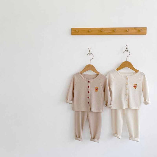 -ベビー くま ベア セットアップ カーディガン パンツ【mh0000117】 - mamahalo shop - 長袖セットアップ -  べビー服 - 子供服 - 男の子 - 女の子