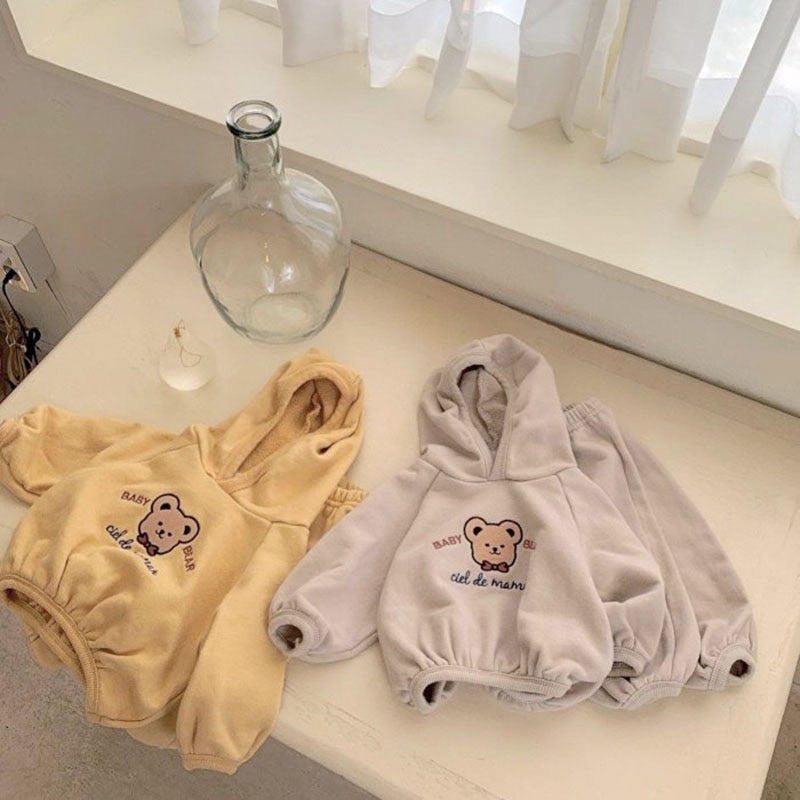 -ベビー くま ベア セットアップ スウェット パーカー パンツ【mh0000104】 - mamahalo shop - 長袖セットアップ -  べビー服 - 子供服 - 男の子 - 女の子