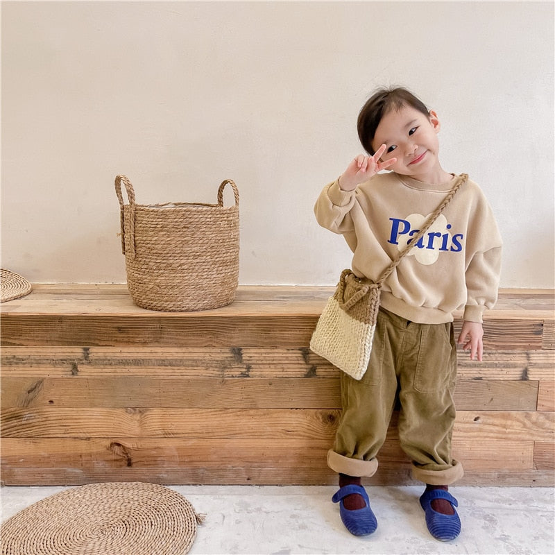 -キッズ ロゴ スウェット トレーナー トップス【mh0000111】 - mamahalo shop - トレーナー・フーディ -  べビー服 - 子供服 - 男の子 - 女の子