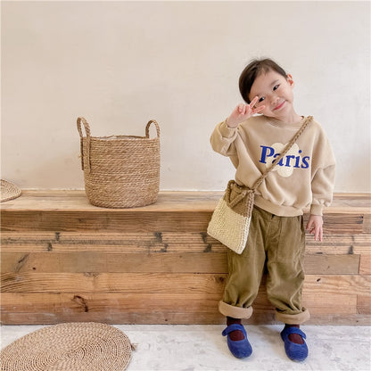 -キッズ ロゴ スウェット トレーナー トップス【mh0000111】 - mamahalo shop - トレーナー・フーディ -  べビー服 - 子供服 - 男の子 - 女の子