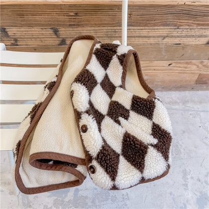 -キッズ ダイヤ チェック ベスト【mh0000112】 - mamahalo shop - ベスト -  べビー服 - 子供服 - 男の子 - 女の子