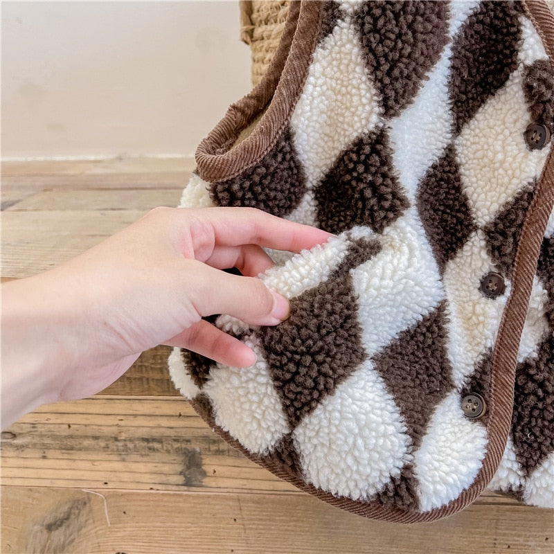 -キッズ ダイヤ チェック ベスト【mh0000112】 - mamahalo shop - ベスト -  べビー服 - 子供服 - 男の子 - 女の子