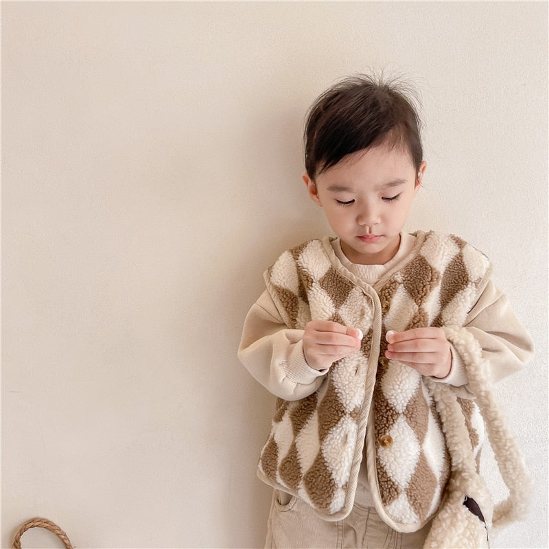 -キッズ ダイヤ チェック ベスト【mh0000112】 - mamahalo shop - ベスト -  べビー服 - 子供服 - 男の子 - 女の子