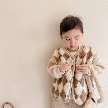 -キッズ ダイヤ チェック ベスト【mh0000112】 - mamahalo shop - ベスト -  べビー服 - 子供服 - 男の子 - 女の子