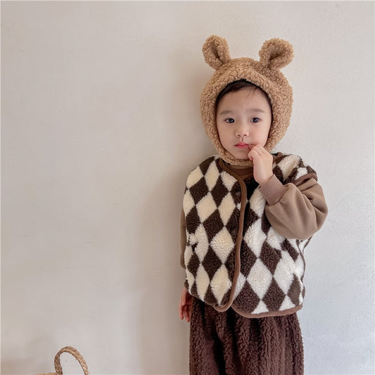 -キッズ ダイヤ チェック ベスト【mh0000112】 - mamahalo shop - ベスト -  べビー服 - 子供服 - 男の子 - 女の子