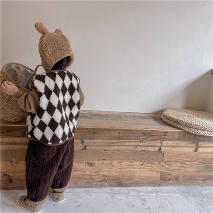 -キッズ ダイヤ チェック ベスト【mh0000112】 - mamahalo shop - ベスト -  べビー服 - 子供服 - 男の子 - 女の子