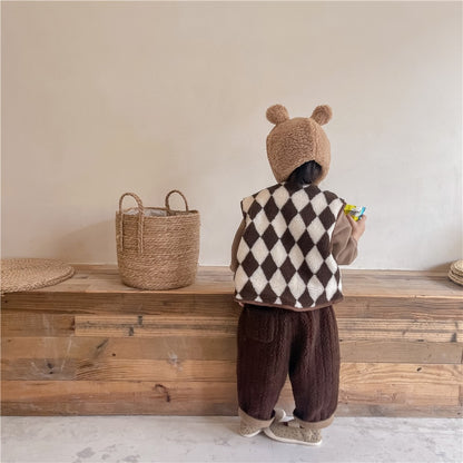 -キッズ ダイヤ チェック ベスト【mh0000112】 - mamahalo shop - ベスト -  べビー服 - 子供服 - 男の子 - 女の子