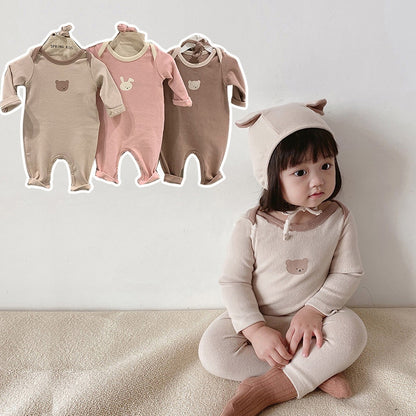 -ベビー くま うさぎ ロンパース 耳帽子 セット【mh0000115】 - mamahalo shop - 長袖ロンパース -  べビー服 - 子供服 - 男の子 - 女の子