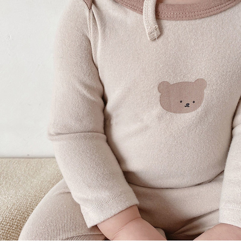 -ベビー くま うさぎ ロンパース 耳帽子 セット【mh0000115】 - mamahalo shop - 長袖ロンパース -  べビー服 - 子供服 - 男の子 - 女の子