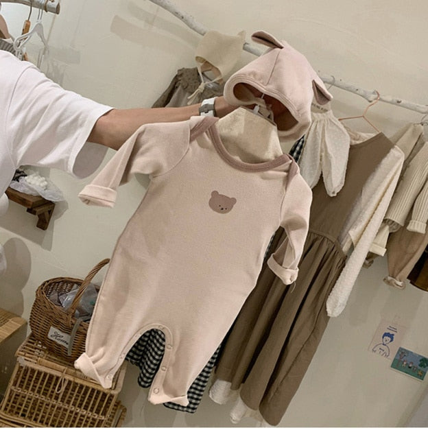 -ベビー くま うさぎ ロンパース 耳帽子 セット【mh0000115】 - mamahalo shop - 長袖ロンパース -  べビー服 - 子供服 - 男の子 - 女の子