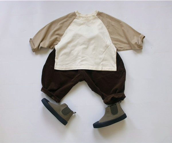 -キッズ ラグラン 切り替え Tシャツ【mh0000122】 - mamahalo shop - 長袖Tシャツ -  べビー服 - 子供服 - 男の子 - 女の子