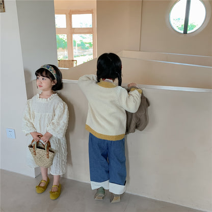 -キッズ ニット ひまわり カーディガン【mh0000124】 - mamahalo shop - カーディガン・パーカー -  べビー服 - 子供服 - 男の子 - 女の子