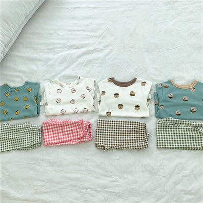 -キッズ パジャマ セット トップス チェック パンツ【mh0000127】 - mamahalo shop - 長袖パジャマ -  べビー服 - 子供服 - 男の子 - 女の子