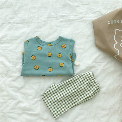 -キッズ パジャマ セット トップス チェック パンツ【mh0000127】 - mamahalo shop - 長袖パジャマ -  べビー服 - 子供服 - 男の子 - 女の子